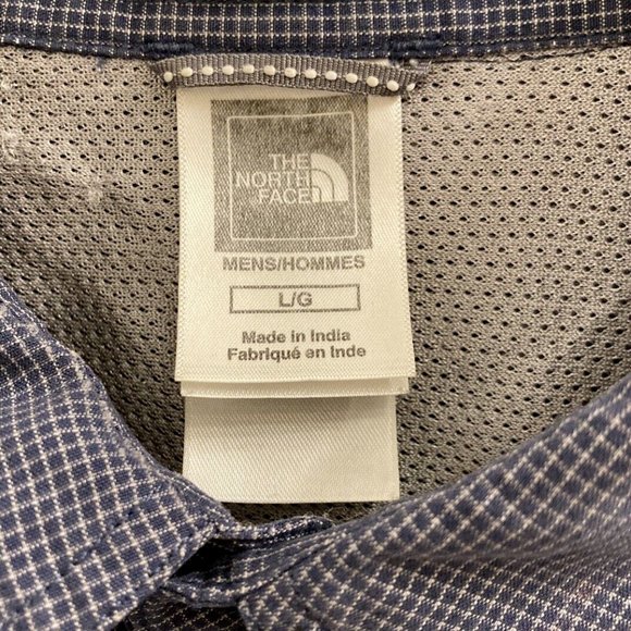 North Face Mens Shirt Sz Lg Short Sleeves Button Down Black Gray check - Picture 4 of 8
